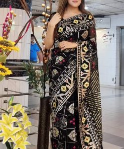 Half Silk Hand Printed Saree 