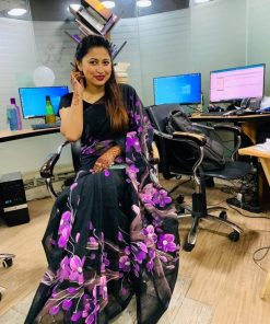 Half Silk Hand Printed Saree