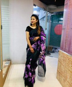 Half Silk Hand Printed Saree (2)