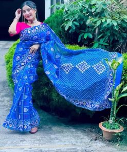 Half Silk Hand Printed Saree (2)