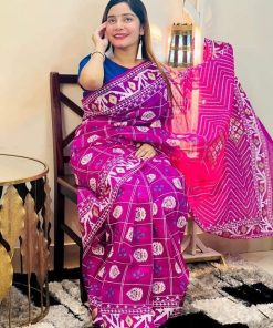 Half Silk Hand Printed Saree