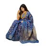 Navy Blue Half Silk Saree - Skin Print 2024, All Market Bangladesh