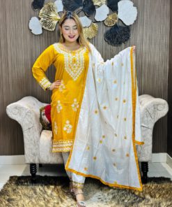 Embroidery Cotton Three Piece