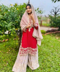 Viral Red Garara Three Piece