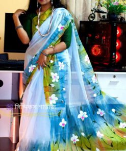 Hand Print Half Silk Sharee