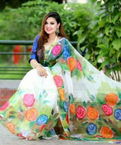 Hand Print Half Silk Sharee