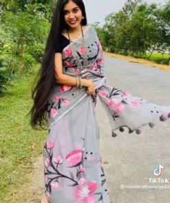 Hand Print Half Silk Sharee