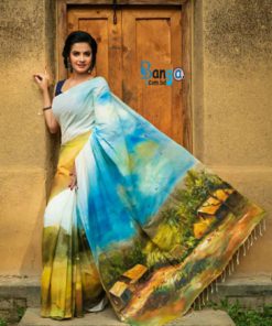 Hand Print Half Silk Sharee