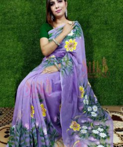 Hand Print Half Silk Sharee