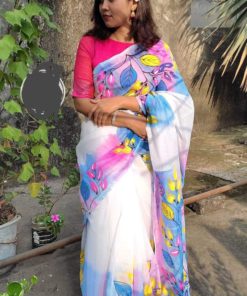 Hand Print Half Silk Sharee