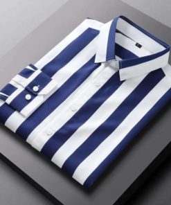 Men's Long Sleeve Stripe Print Shirt