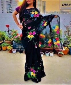 New Handprint Embroidery Half-Silk Sarees