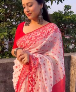 Skin Print Reshom Silk Sharee