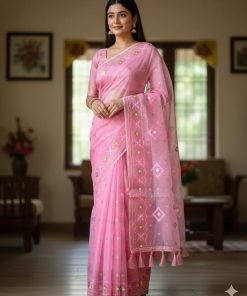 Half Silk Jamdani Print Saree